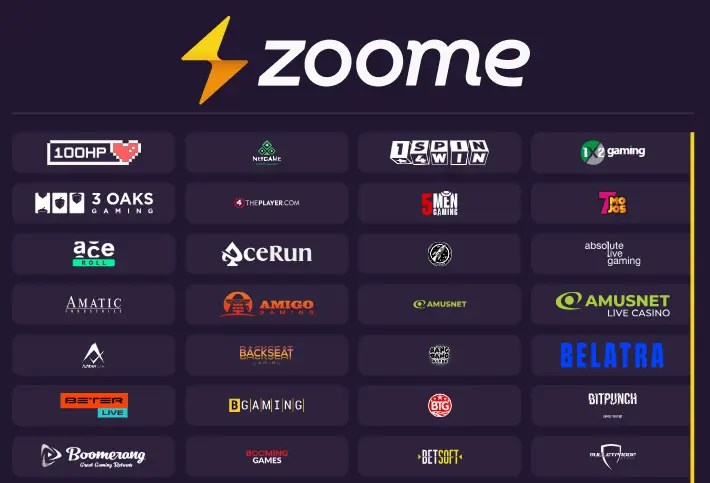 Providers at Zoome Casino
